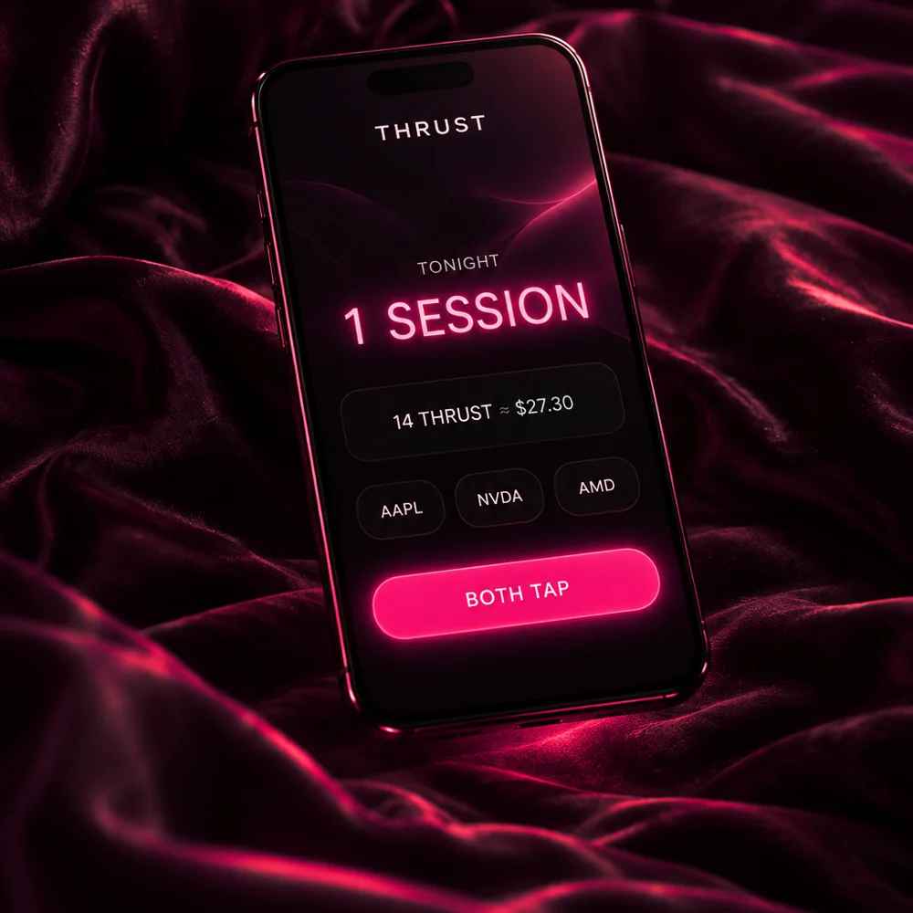 The Thrust app: tonight's session, THRUST balance, and a Both Tap button